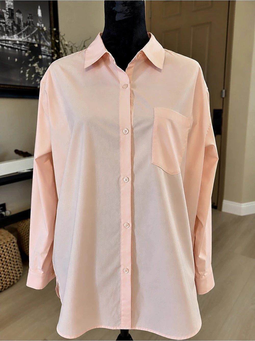 Athleta Everlasting Top Button Down Shirt Pink Large